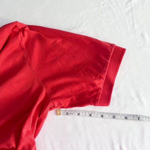Vintage Hanes Polo Shirt Mens XL (L) 50/50 USA Red Single Stitch Academia Logo‎ - Picture 9 of 10